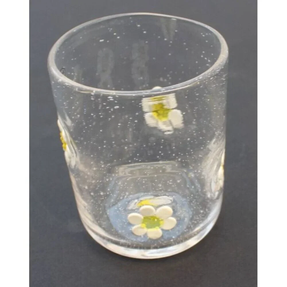New Anthro Glass Girly Sunflower Summer Groovy Y2K Tumbler Beverage Glasses Cup